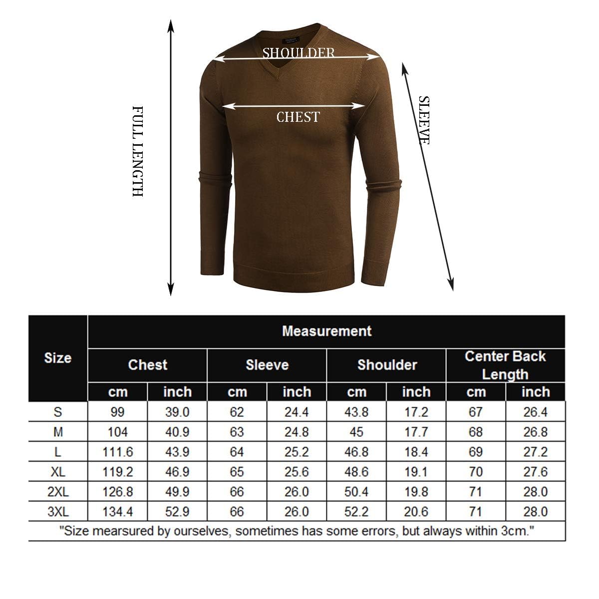 COOFANDY Men’s V-Neck Knit Sweater – Classic Long Sleeve Pullover
