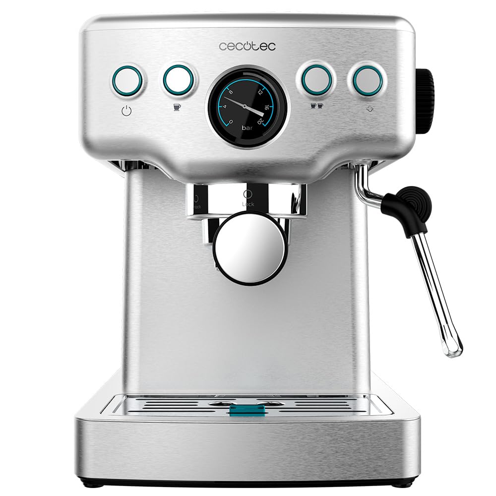 Cecotec Espressomaschine Barista Power Espresso 20 Barista Maestro, 2250 W, 20 Bar, Manometer und 2 Thermoblocks, Kaffeebohnenbehälter, 20-stufiges Mahlwerk, Dampfauslass