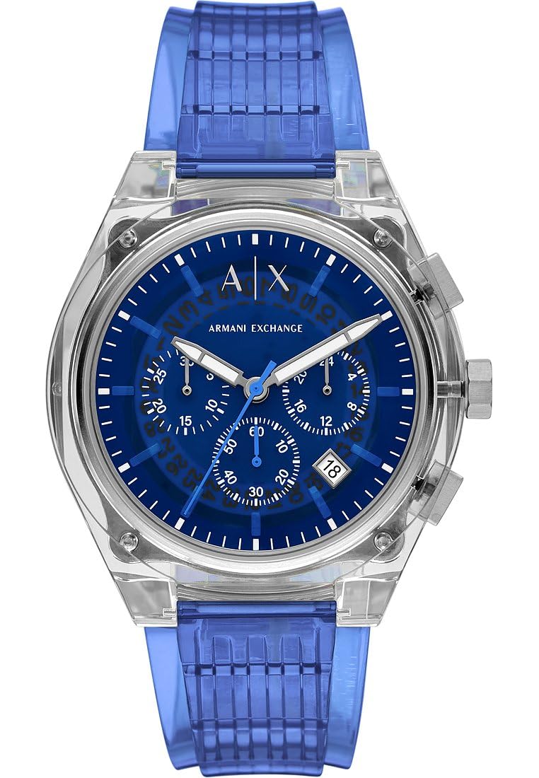 Armani Exchange Watch for Men, Chronograph Movement and 46mm Case Size with Stainless Steel, Leather or Silicone Strap