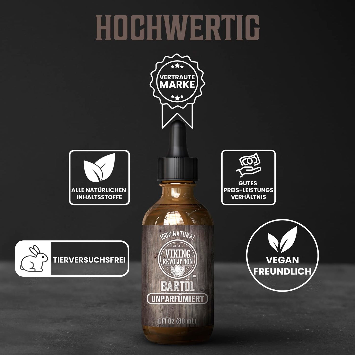 Viking Revolution - Bartöl - Macht Weich, Schützt und Stärkt - Natürliches Argan- und Jojobaöl - Bartöl Herren - Geschenke Für Männer - Sandelholz - 30 ml