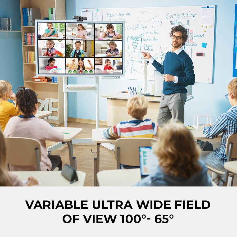 AverMedia PW515 4K Ultra HD Auto Focus Business Webcam - AI Controlled Solution Image and Lighting Adjustment 100° Wide FoV for Video Conferencing and Virtual Meeting Zoom Team Skype PC Mac
