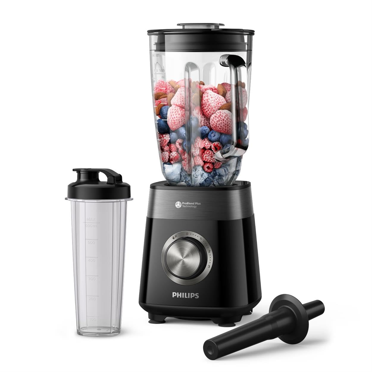 Philips Standmixer (450 Watt, ProBlend-Technologie, 1,9 Liter Kunststoffbehälter, inkl. Trinkflasche) schwarz