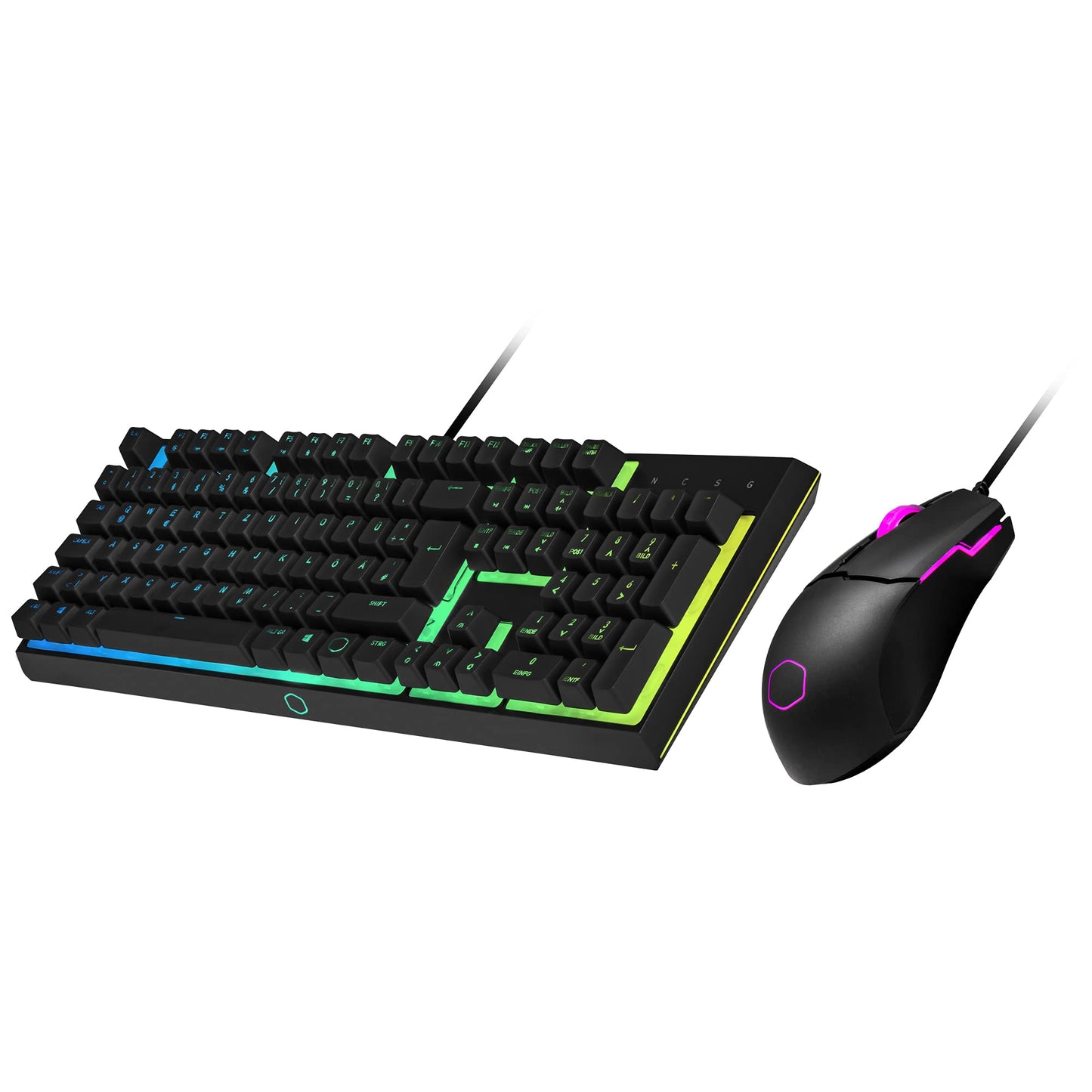Cooler Master MS110 RGB-Tastatur & Gaming-Maus Kombination – Lineare mem-chanische Schalter, 26 Anti-Ghosting Tasten, On-Board-Steuerung, Gaming Maus mit 4 DPI-Einstellungen – DE Layout QWERTZ