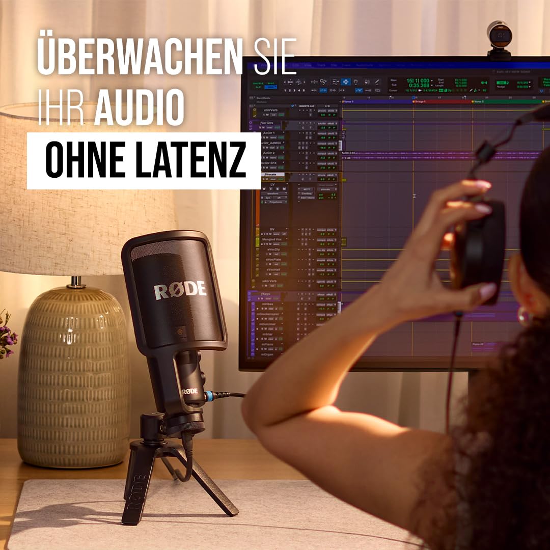 RØDE NT-USB+ Professionelles USB-Mikrofon für Profi-Audioaufnahmen direkt auf dem Computer oder Mobilgerät, schwarz