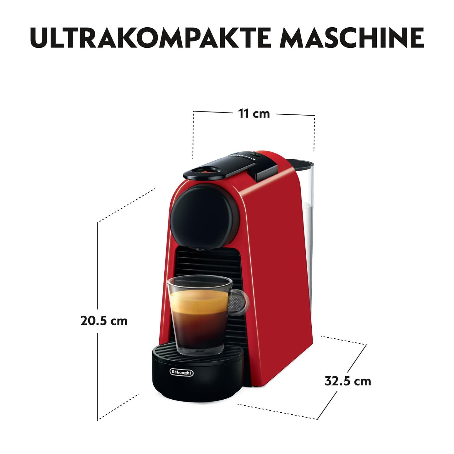 Nespresso De'Longhi Essenza Mini EN 85.R Kaffeekapselmaschine, Welcome Set mit 7 Kapseln in unterschiedlichen Geschmacksrichtungen, 19 bar Pumpendruck, Platzsparend, 0,6 l, Rot