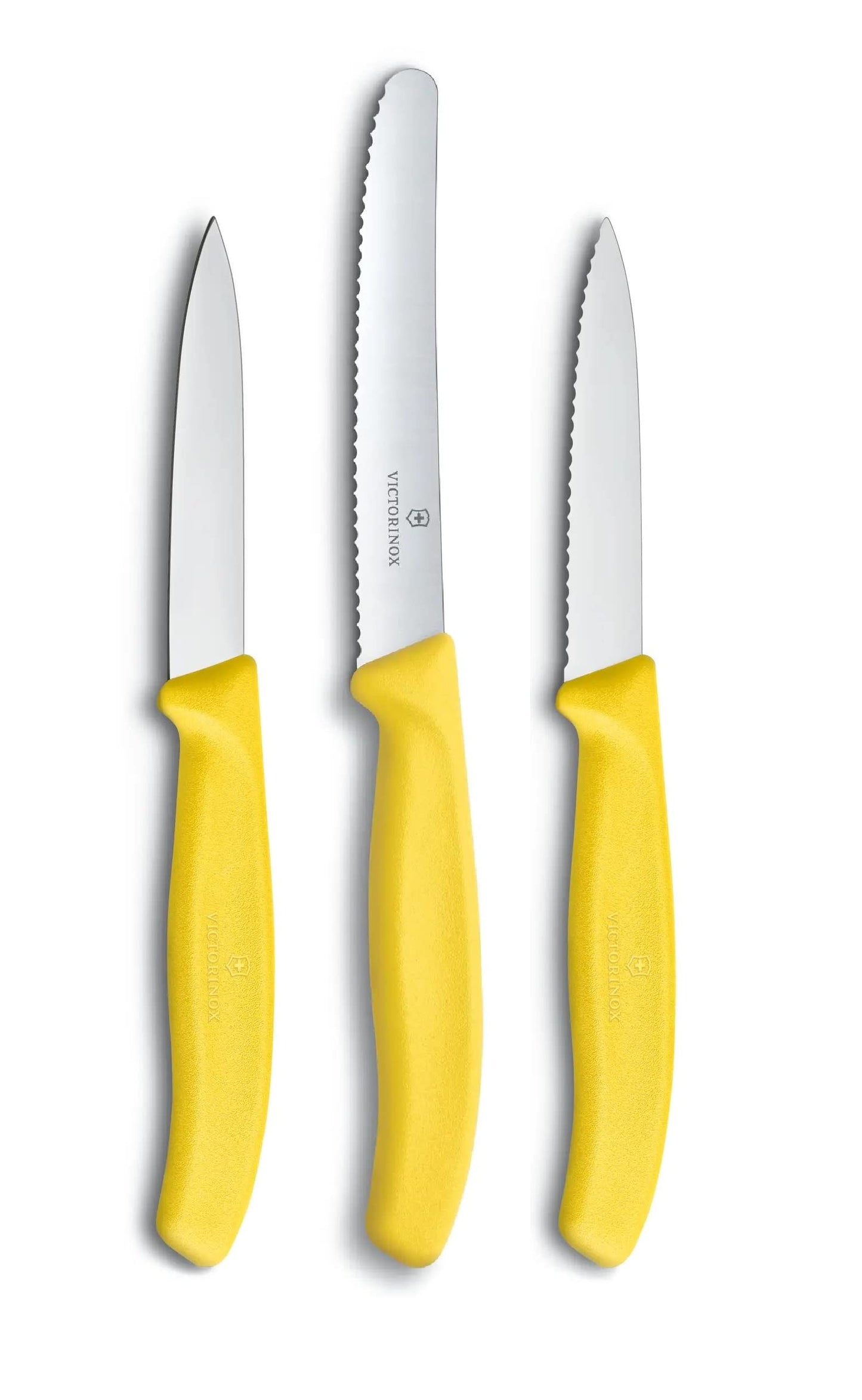 Victorinox Swiss Classic Gemüsemesser-Set, 3-teilig, Obstmesser, Gerader Schliff, Extra Scharf, Robuster Kunststoffgriff, mehrfarbig