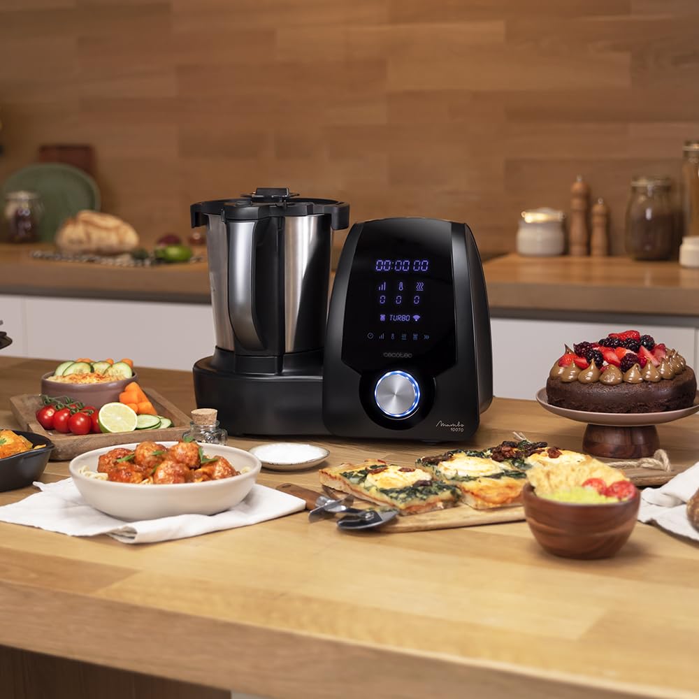 Cecotec Mambo 11090 Multifunctional Kitchen Robot 1600 W, 37 Functions, App, Scale and 3.3 Litre Stainless Steel Jug, Dishwasher Safe, Recipe Book and Accessories