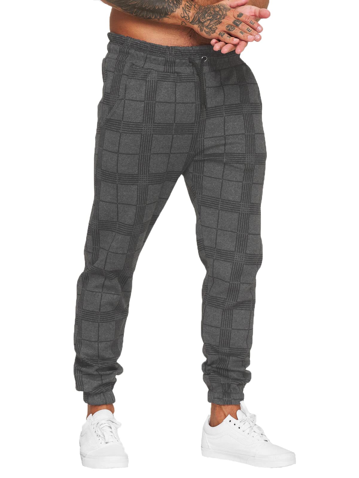 Men's Loose Fit Plaid Jogger Sweatpants