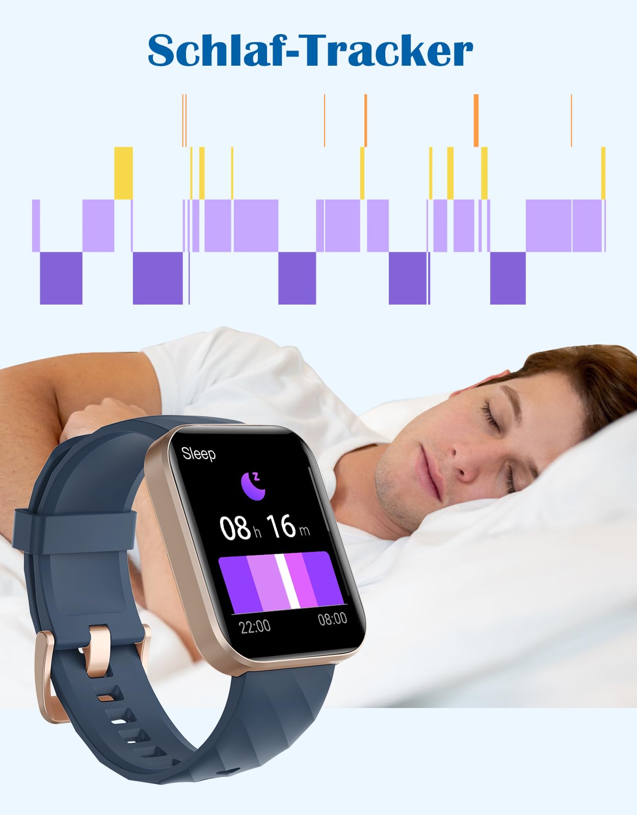 RUIMEN Smartwatch Damen Herren mit Telefonfunktion Fitnessuhr Schrittzähler Uhr mit Pulsmesser SpO2 Messung Schlafüberwachung Nachrichten Multi Trainingsmodi Smart Watch Wasserdicht Für Android iOS