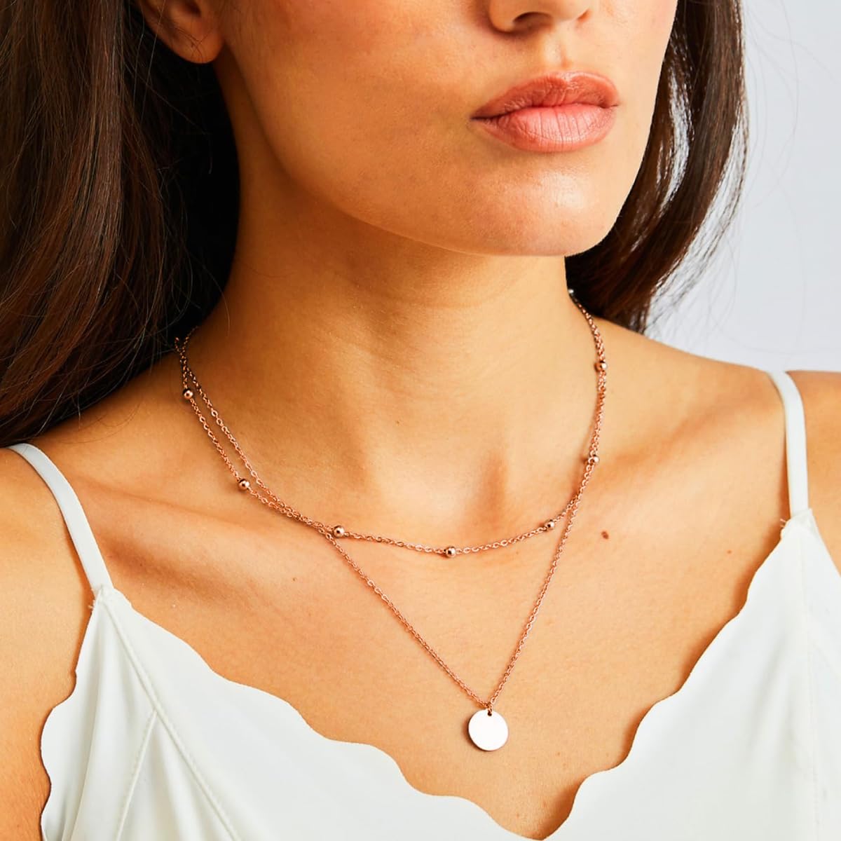 AFSTALR Layered Coin Pendant Necklace