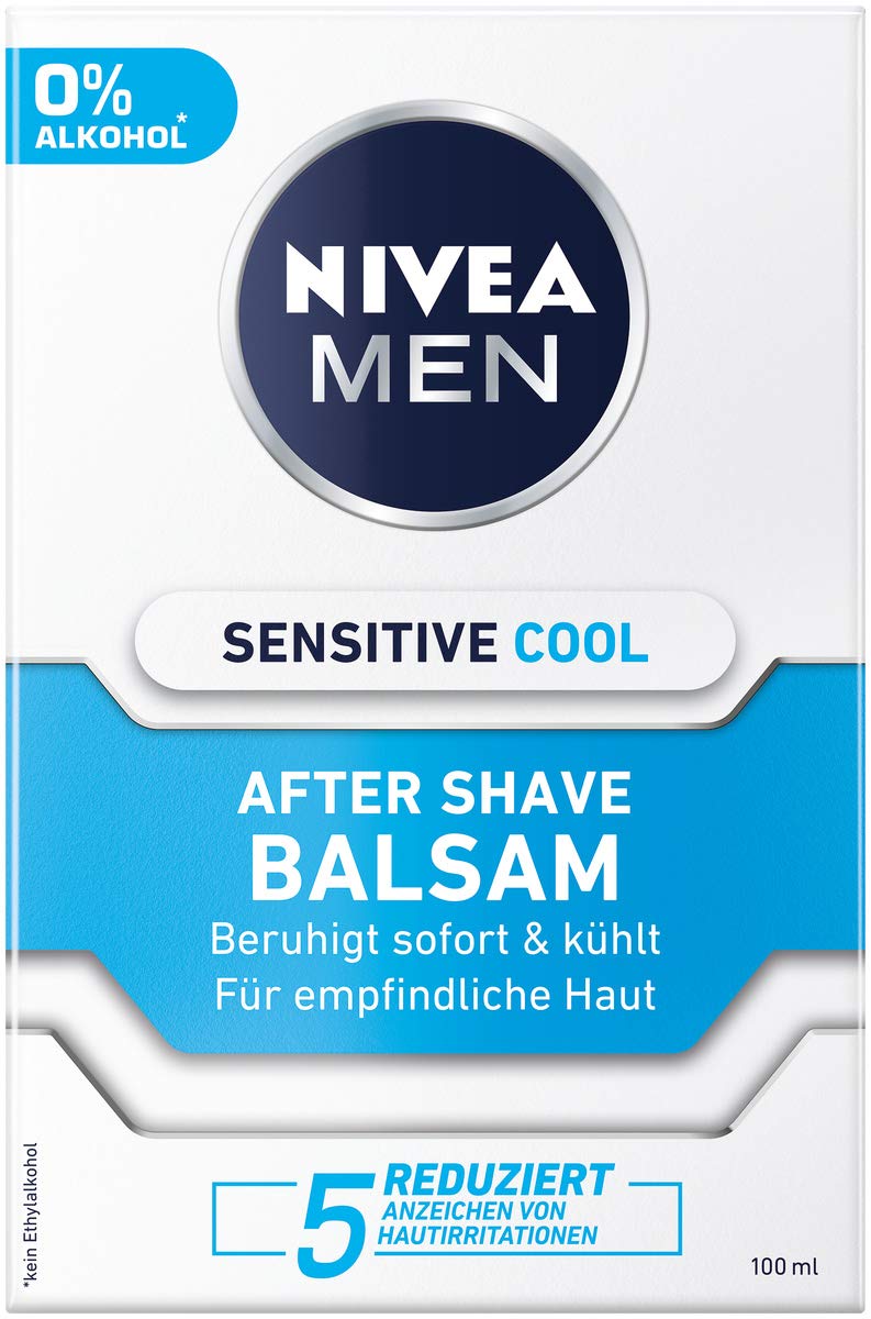 NIVEA MEN Sensitive Cool After Shave Balsam (100 ml), beruhigendes After Shave, Hautpflege nach der Rasur mit Kamille und Vitamin E