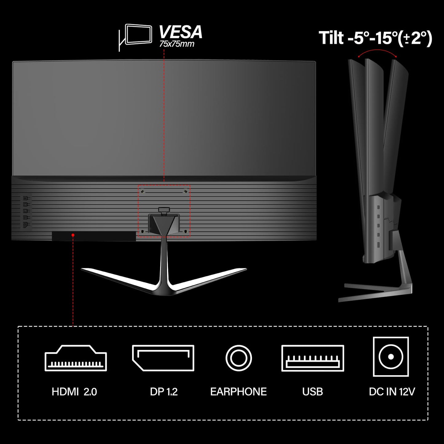 CRUA 27 Inch 200Hz Curved Gaming Monitor, FHD 1080P 1800R PC Monitor, 1ms GTG with FreeSync, Low Motion Blur, Eye Protection, VESA, DisplayPort, HDMI, Black
