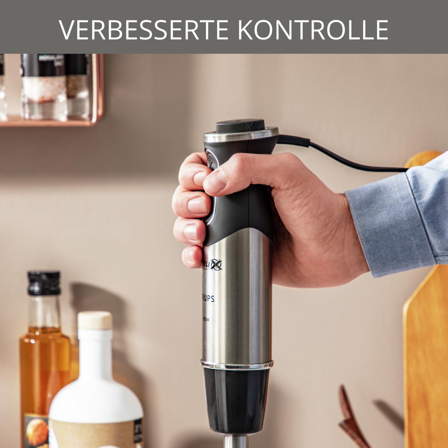 Krups Steffen Henssler Special Edition HZ656815 Stabmixer, 1000, Edelstahl, 800 milliliters, Schwarz/Silber