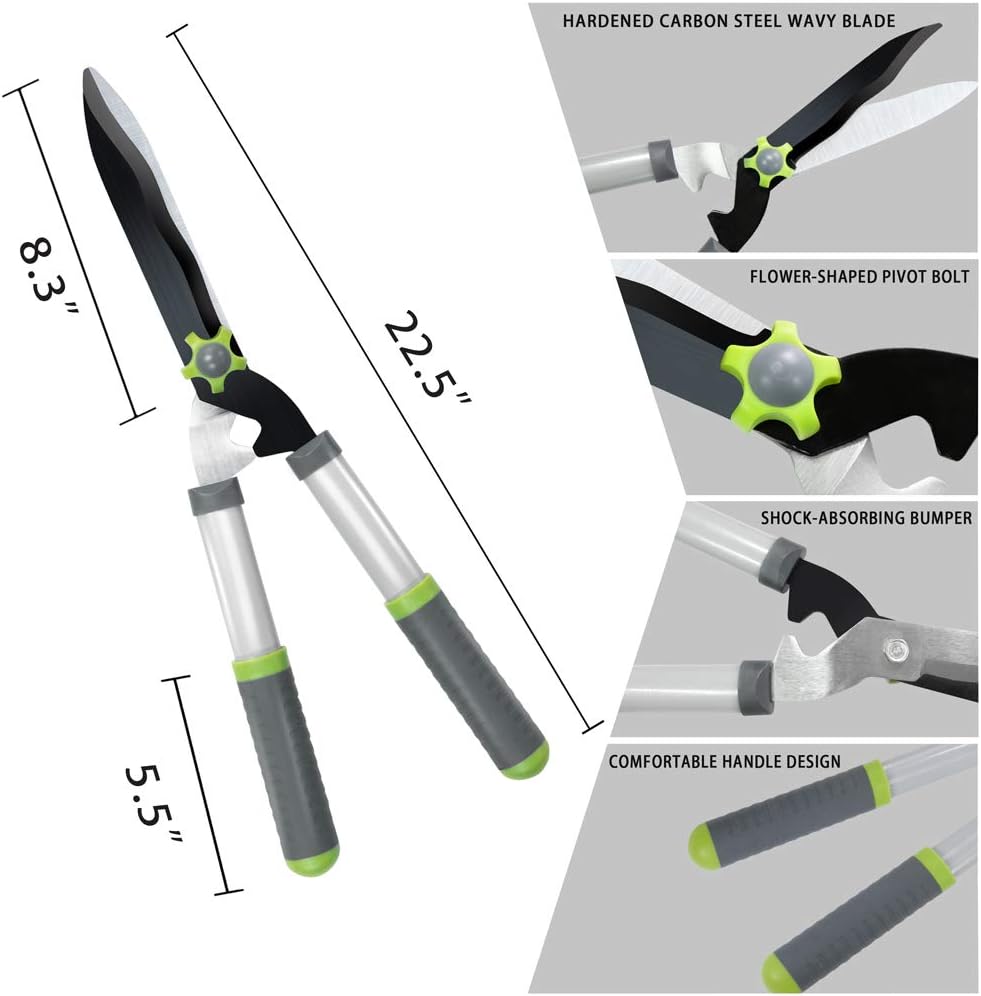 Hortem Gartenschere Set 3 STÜCKE, Scharfe Astschere 72cm, Professionellen Heckenscheren 58cm, Bypass-Baumschere