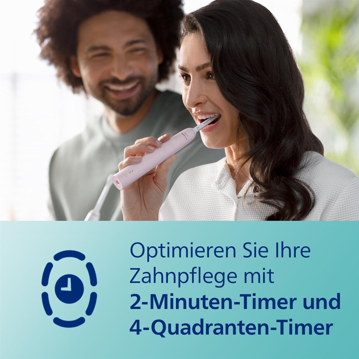 Philips Sonicare 3100 elektrische Zahnbürste, Schallzahnbürste, Andruckkontrolle und Timer, Sugar Rose und Schwarz, Zweierpack, Modell HX3675/15