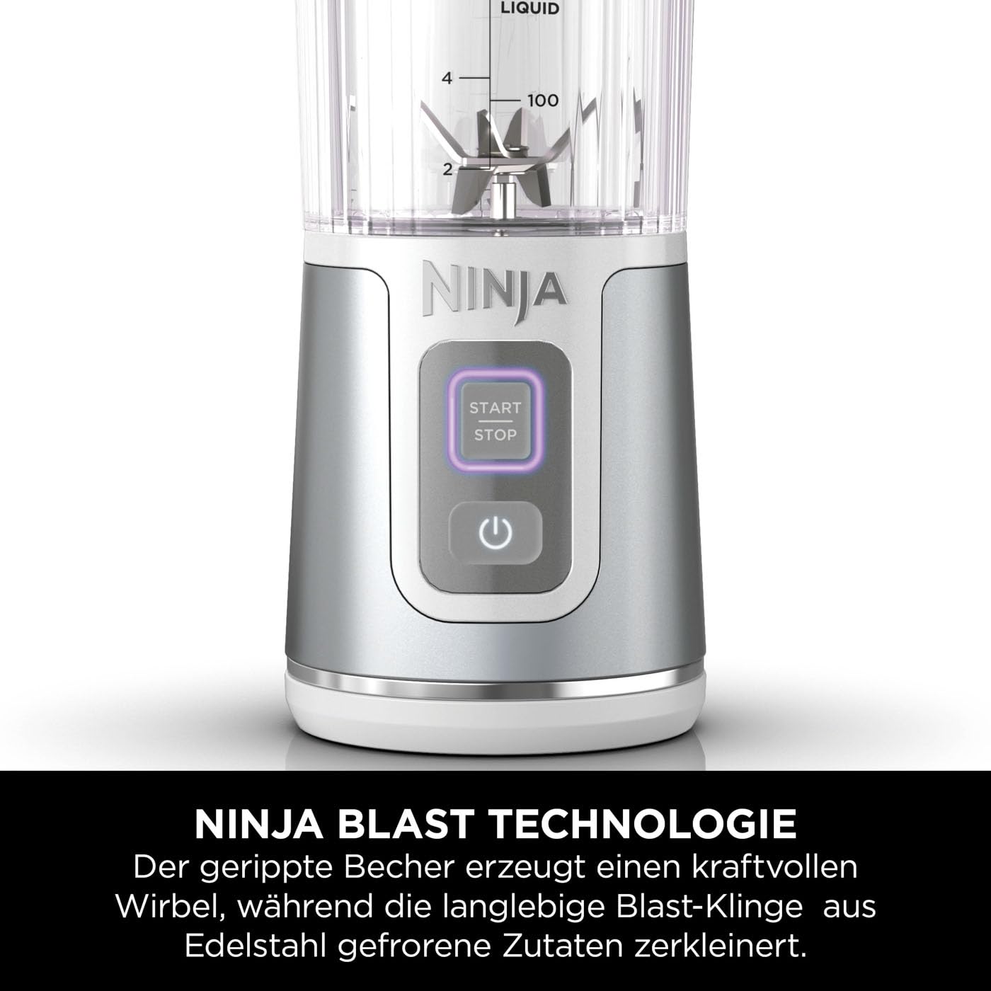 Ninja Blast Tragbarer Mixer / Blender / Smoothie Maker, 530ml Becher, Auslaufsicherer Deckel, Leistungsstarker Mini Standmixer, Kabellos & Wiederaufladbar, Zerkleinert Eis & Obst, Schwarz