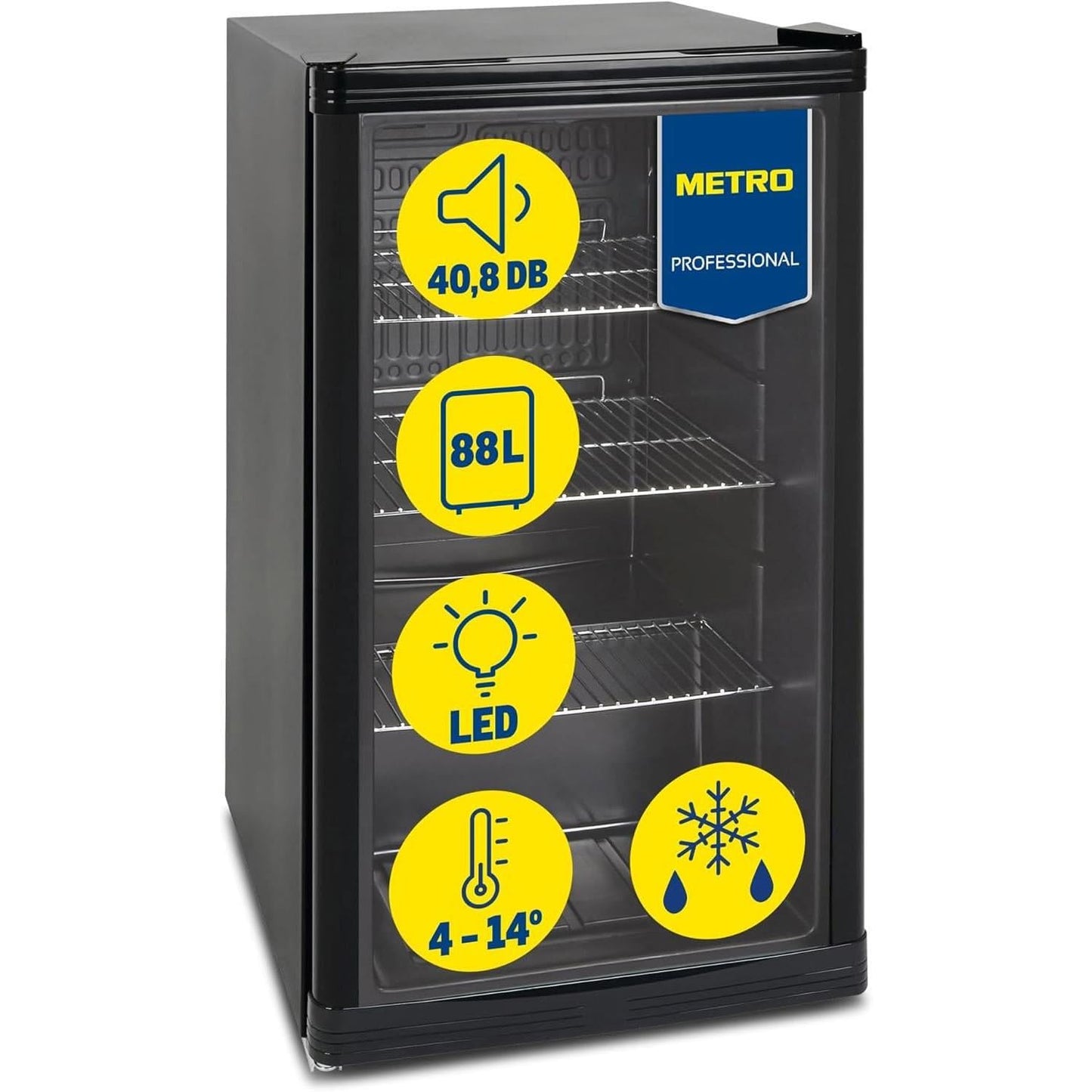 METRO Professional Minibar GPC1046, stainless steel/glass, 46 L, black
