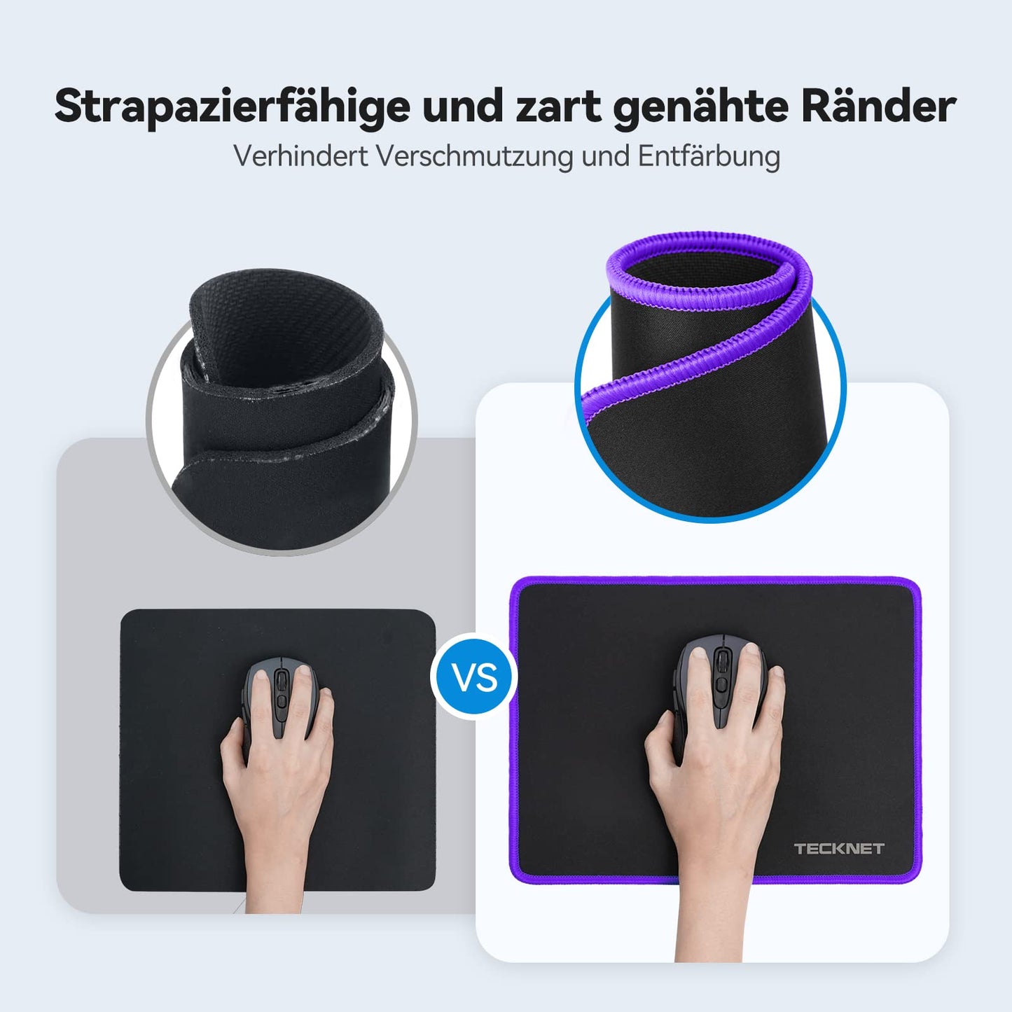 TECKNET Mauspad, 280 x 210 mm Gaming Mousepad mit Wasserdicht und Rutschfester Gummi für PC-Büro, Arbeit, Gaming, Studium, Laptop, Computer, Zuhause-Schwarz