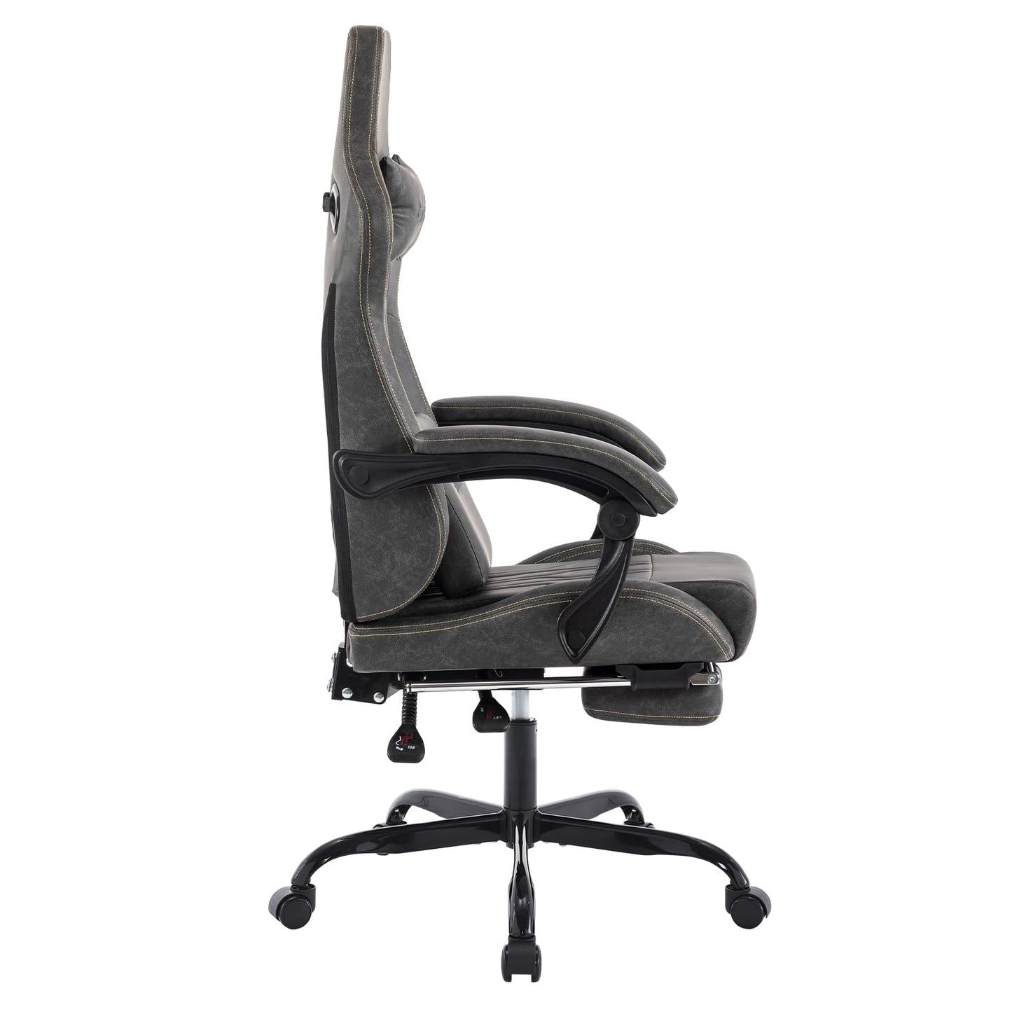SUKIDA Gaming Stuhl Computerstuhl Ergonomischer Gaming Chair mit Fußstütze Bürostuhl Ergonomischer Computerstuhl mit Lendenwirbelstütze Schwarz