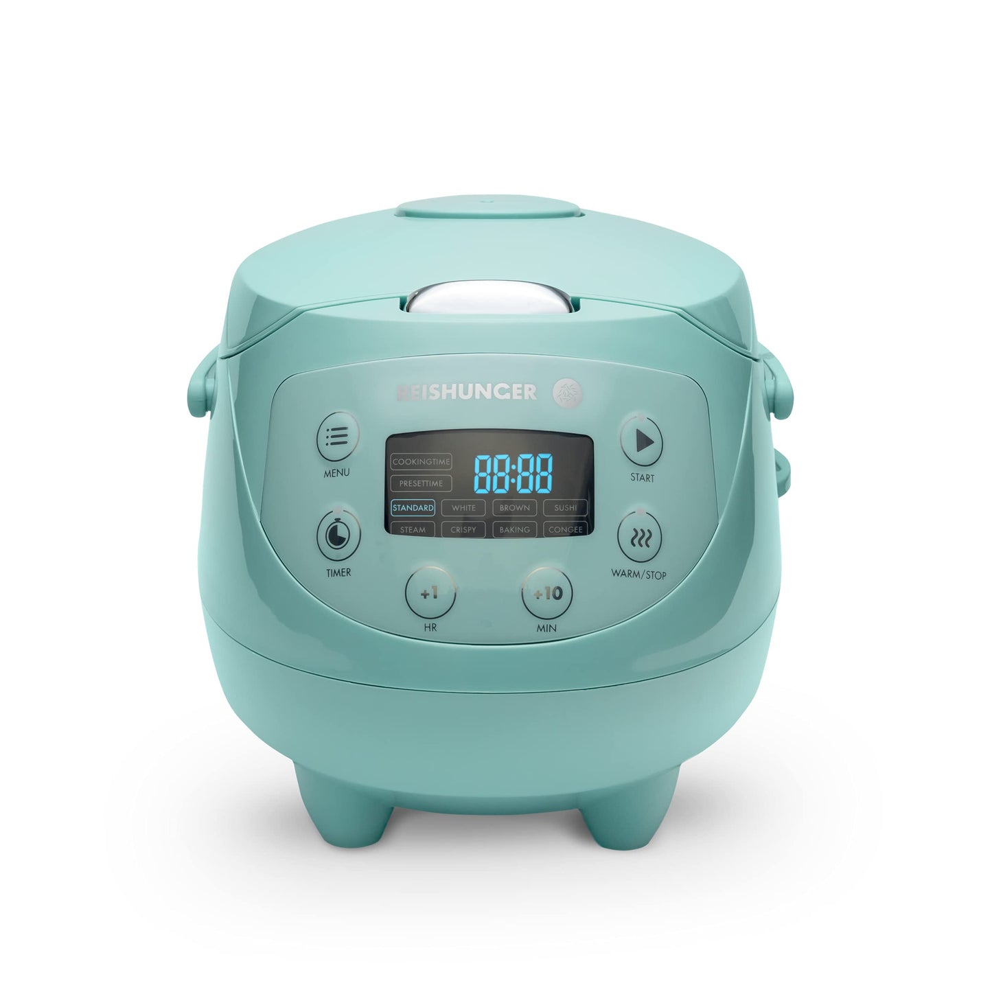 REISHUNGER Digitaler Reiskocher klein, schwarz | 0,6 L bis 3 Personen | Warmhaltefunktion, Timer & Premium Topf | Kleiner Multikocher & Dampfgarer, 8 Programme, 7-Phasen-Technologie
