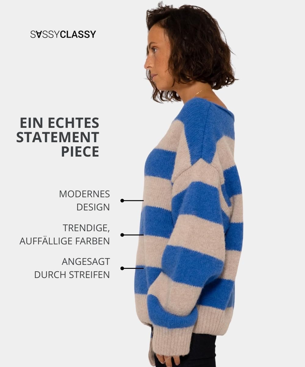 SASSYCLASSY Women’s Striped Oversize Sweater