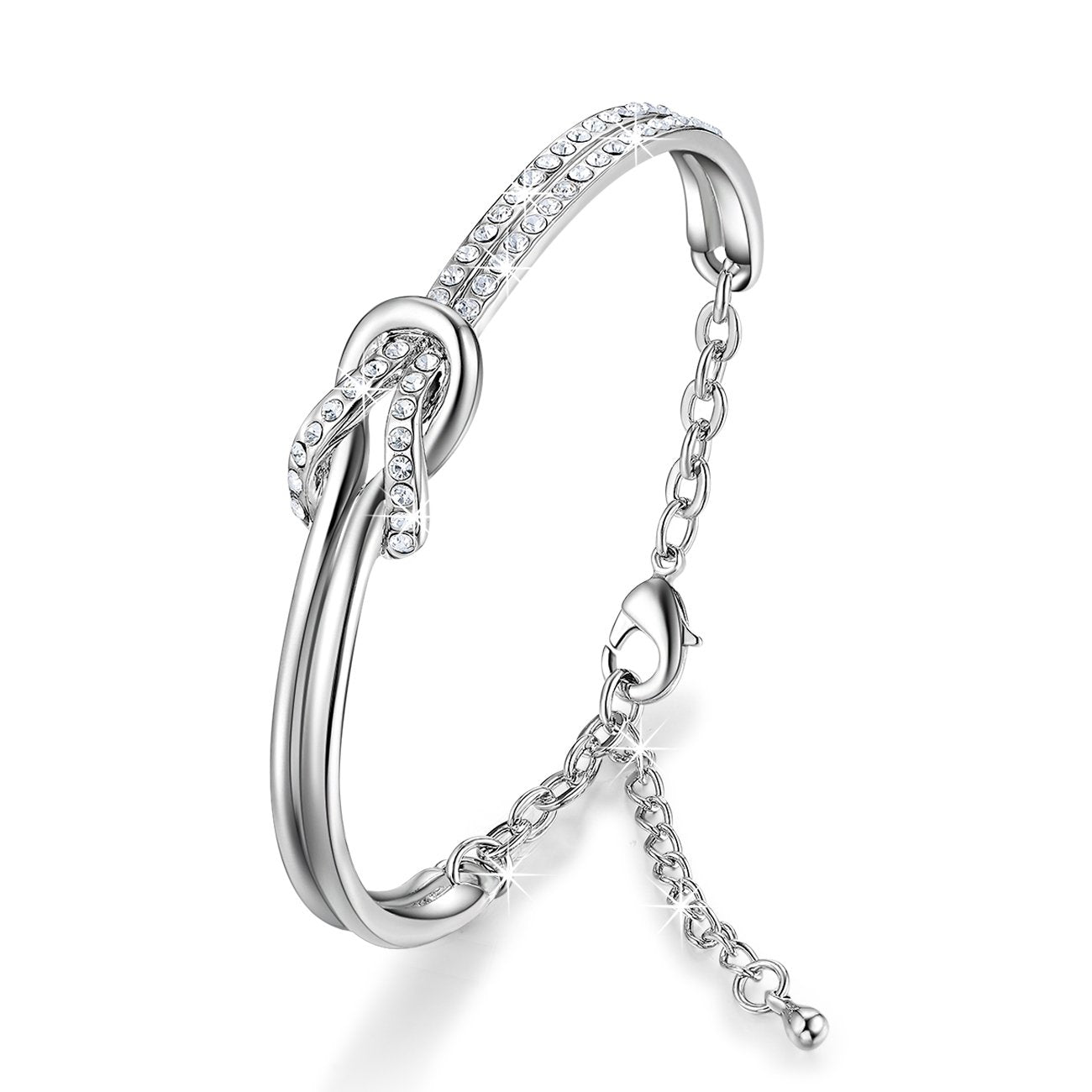 Women's Bracelet with Clear Swarovski Crystals, Gold-Plated, 7 Inches