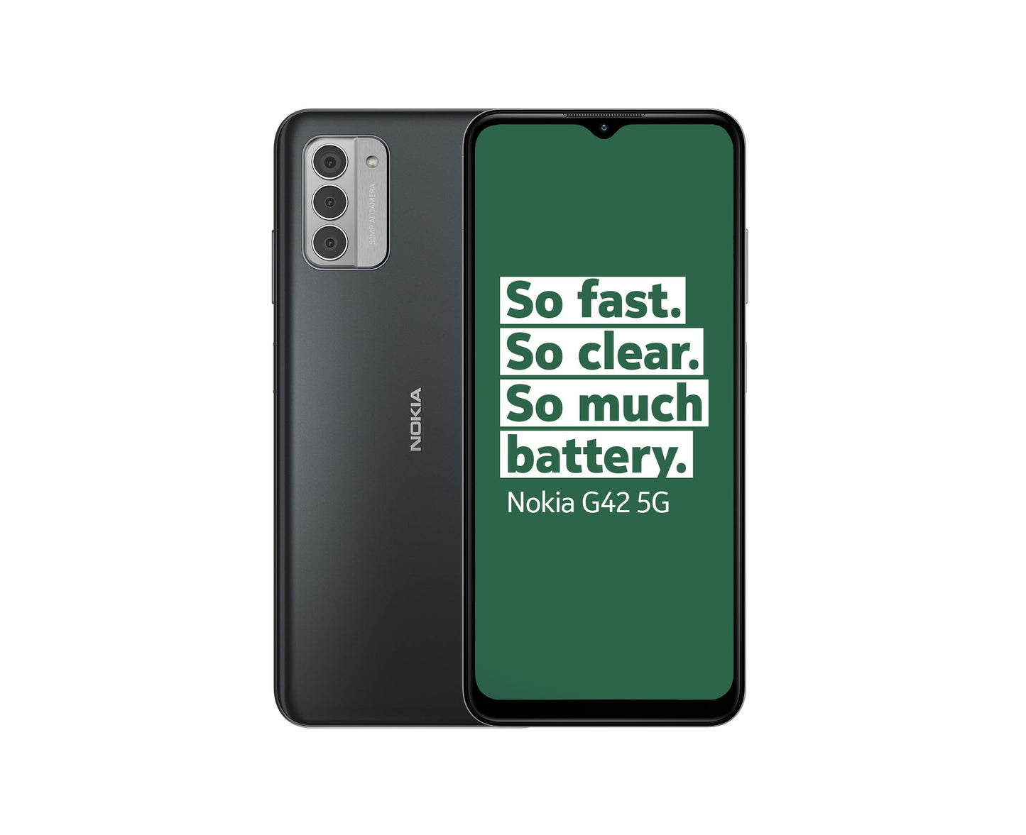 Nokia G42 5G Smartphone, 50MP AI Camera, 3-Day Battery, Android 13 - Gray