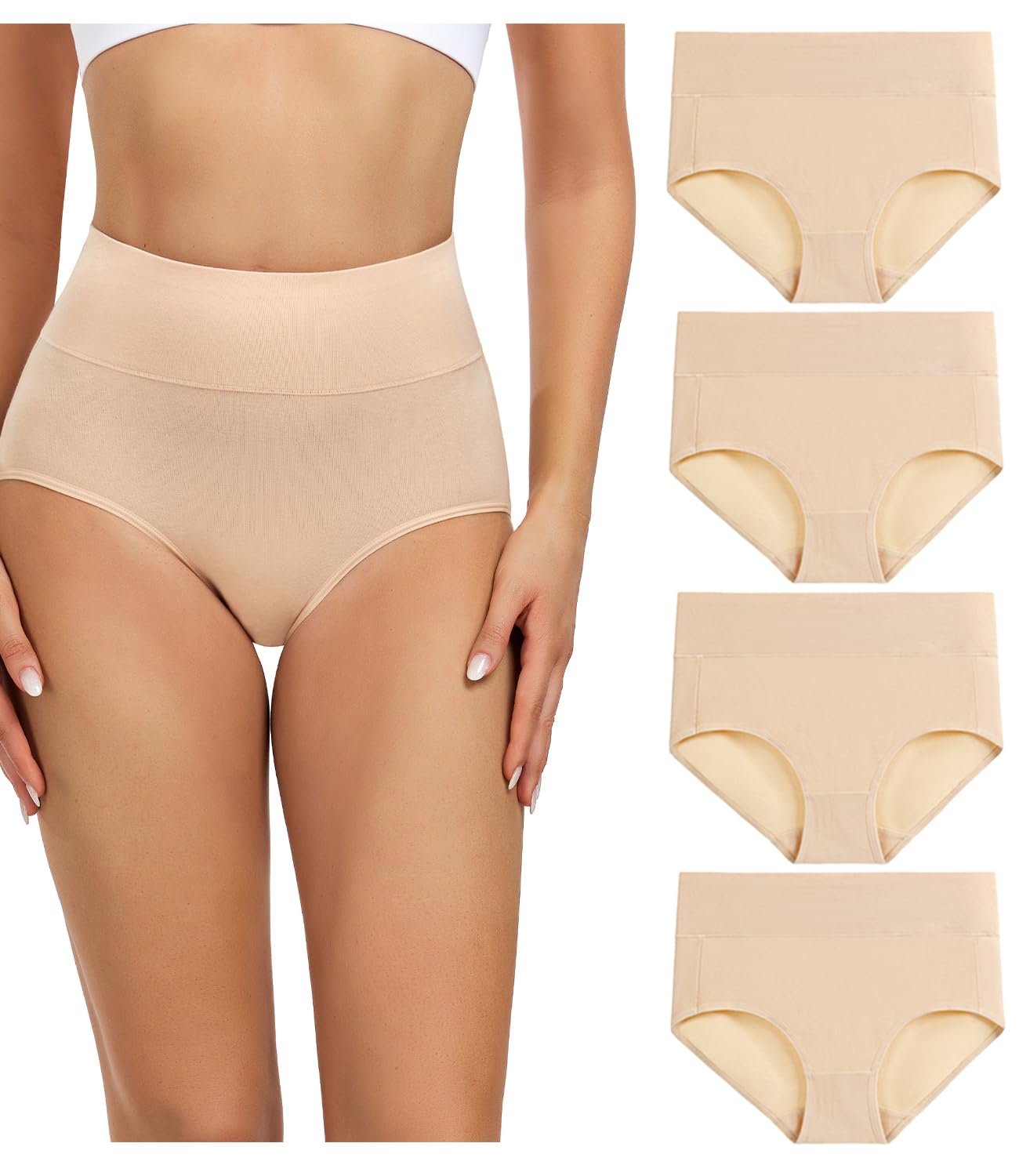 Wirarpa Women’s Cotton Underwear High Waist Briefs - Pack of 4