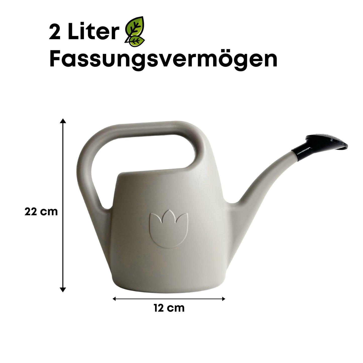 Plastia Gartengießkanne mit dem Brausekopf, 2L - Gießkanne aus Hochwertigem Kunststoff - Handliche Giesskanne für Innen- und Außenbereich - Ideal für Bewässerung für Zimmerpflanzen (Anthrazit)