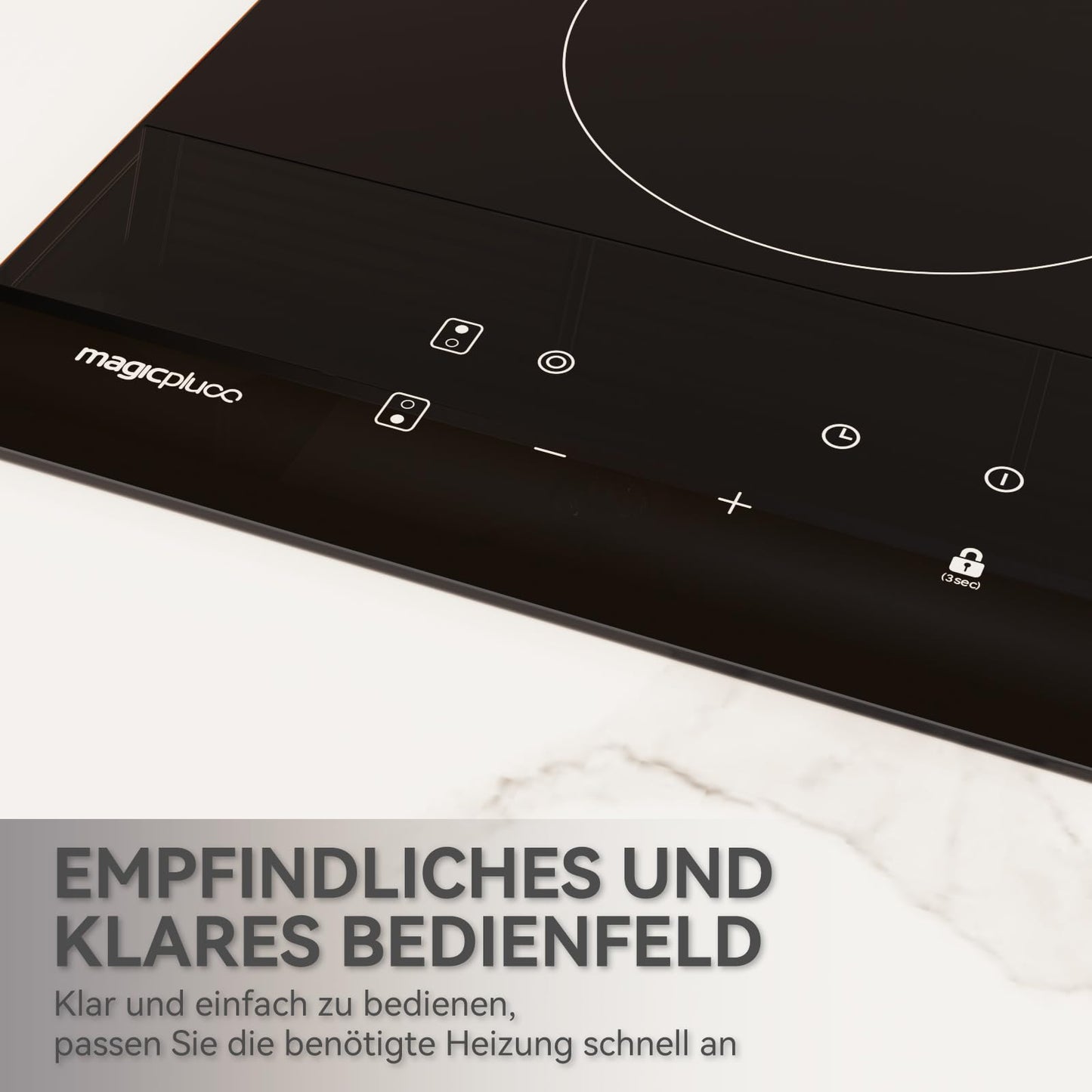 magicplux Glaskeramikkochfeld mit 4 kochfelder 59cm, Duale und Ovale Zonen, 15 Heizstufen, Berührungssteuerung, Kindersicherung, Timer, Geeignet für alle Kochgeschirre, 7200W