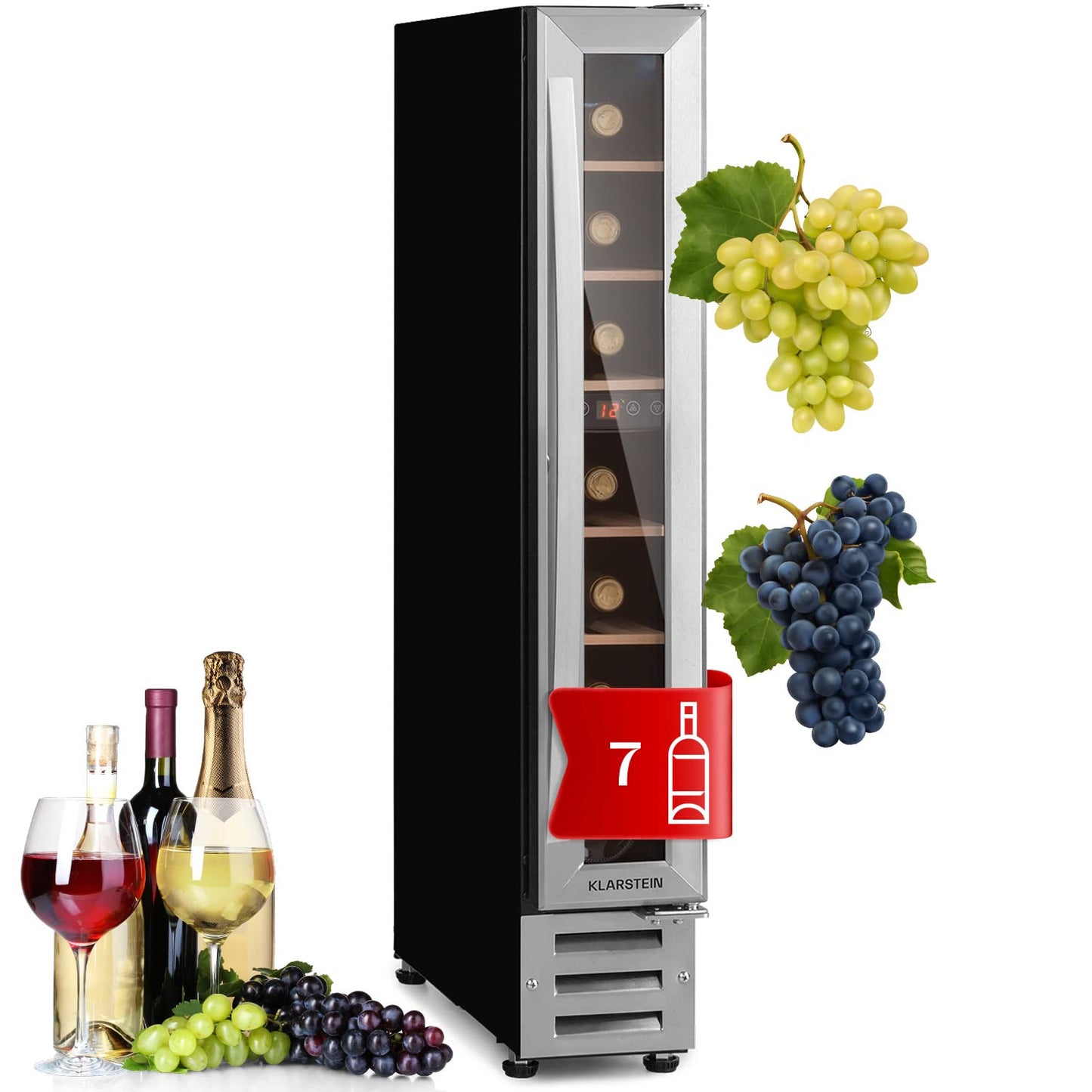 Klarstein built-in wine refrigerator, 2 zone drinks refrigerator small, small wine cabinet 306L, small wine refrigerator with glass door, indoor/outdoor bottle refrigerator, wine fridge 116 bottles