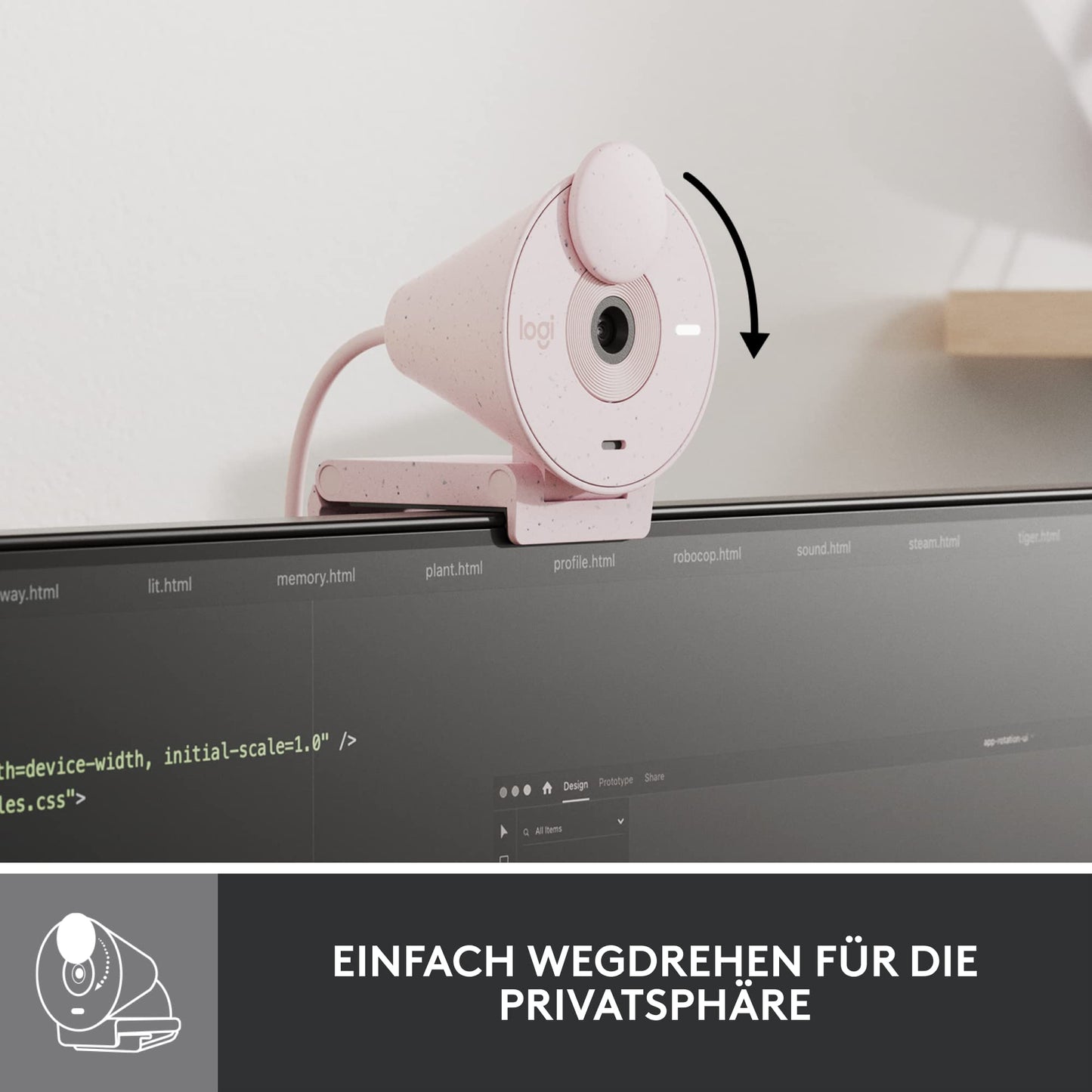 Logitech Brio 300 Full HD-Webcam mit Sichtschutz, Mikrofon mit Rauschunterdrückung, USB-C, Zertifiziert für Zoom, Microsoft Teams, Google Meet, Streaming, Automatische Lichtkorrektur - Graphit