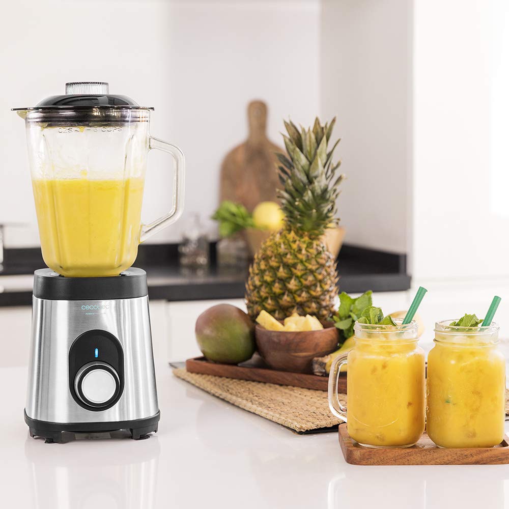 Cecotec Standmixer Power Black Titanium 1800MAX Blend It, 1800 W maximale Leistung, 5 Geschwindigkeiten, 6 Klingen aus Edelstahl, Ice-Crush-Funktion, Turbo- und Smoothie-Funktion, AutoClean-Funktion