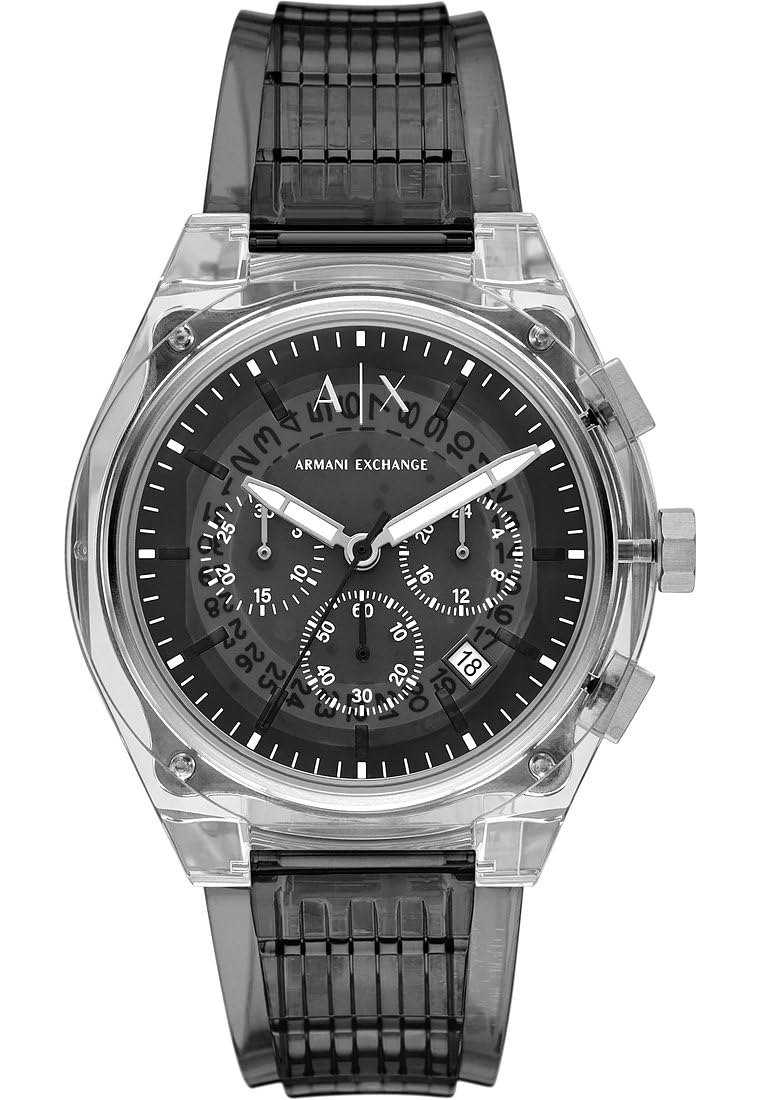 Armani Exchange Watch for Men, Chronograph Movement and 46mm Case Size with Stainless Steel, Leather or Silicone Strap