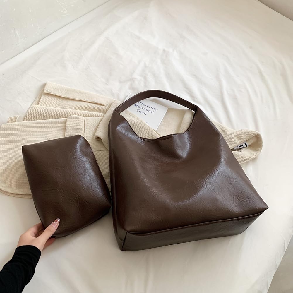 Large PU Leather Tote Bag – Women’s Soft Shoulder Handbag with Coin Purse