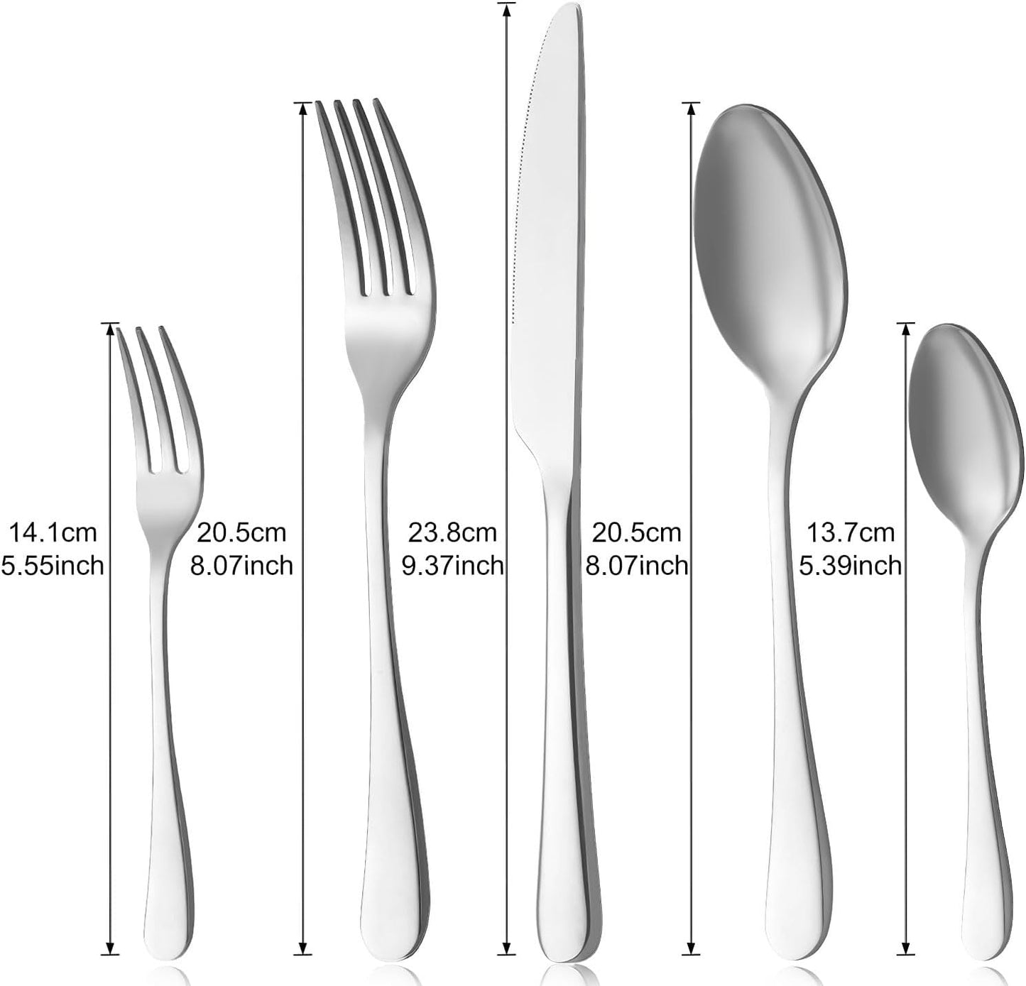 BEWOS Besteck Set für 6 Personen, 30 teilig Essbesteck Set inkl. Messer, Gabel, Löffel, Besteck Edelstahl Spiegelpoliert, Spülmaschinenfest