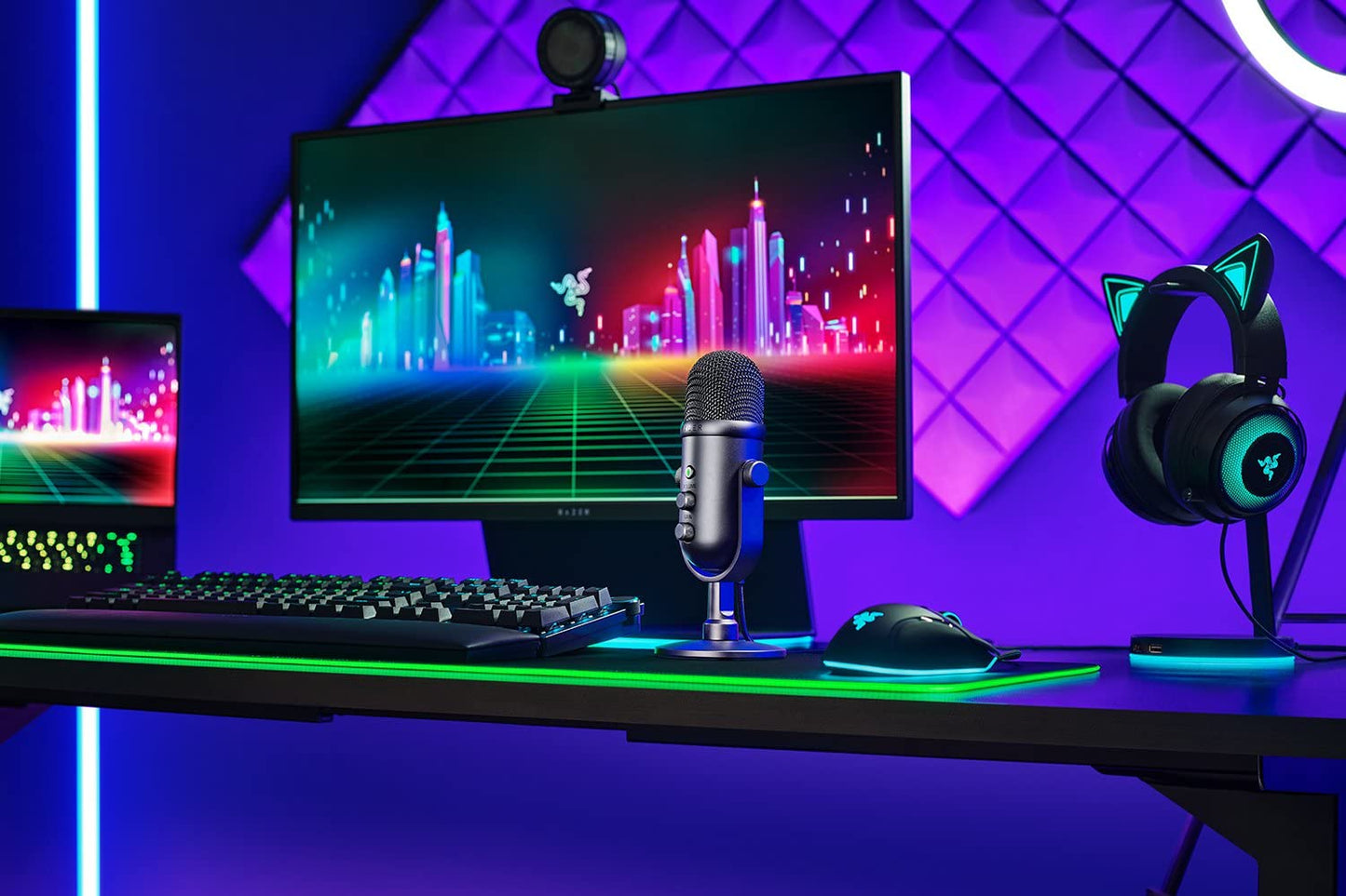 Razer Seiren V3 Mini - Ultrakompaktes USB-Mikrofon (14mm Supernieren Kondensatormikrofon, Tap-to-Mute-Sensor mit LED-Anzeige, integrierter Stoßdämpfer, Plug-and-Play Design) Schwarz