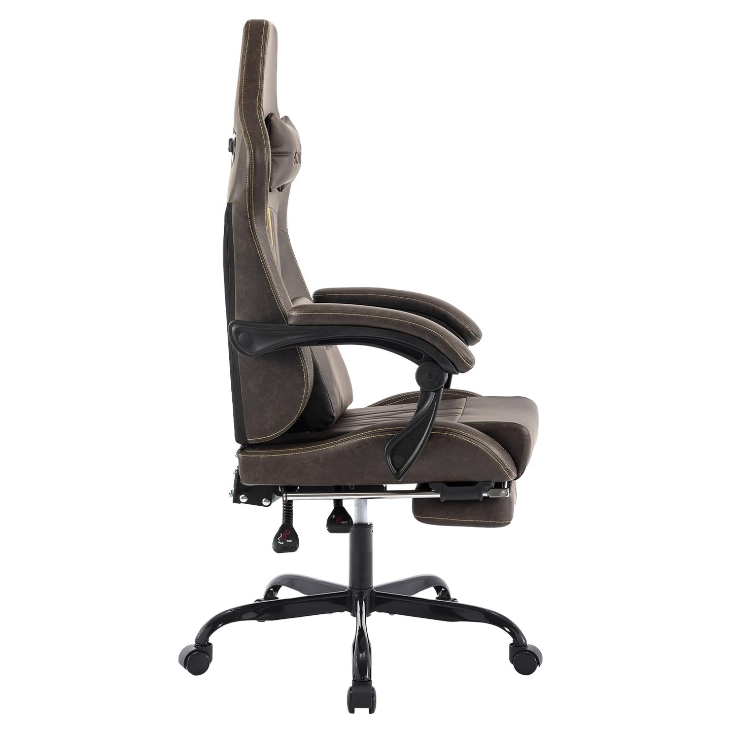 SUKIDA Gaming Stuhl Computerstuhl Ergonomischer Gaming Chair mit Fußstütze Bürostuhl Ergonomischer Computerstuhl mit Lendenwirbelstütze Schwarz