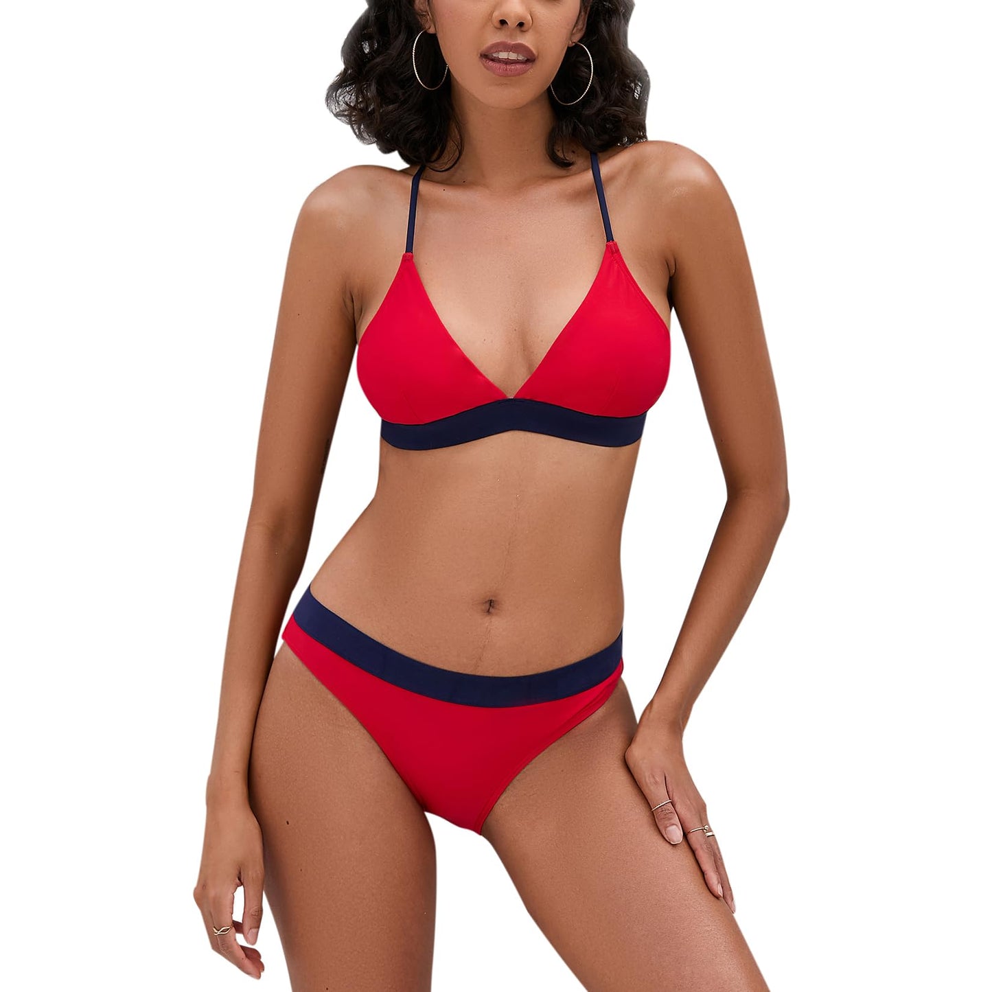 Women's Bikini Set, Triangle Top Wide Underbust Band Swimsuit