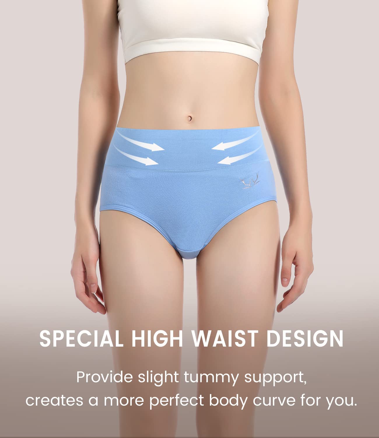 TANSTC Women’s Underwear 5-Pack High Waist Stretch Cotton Panties
