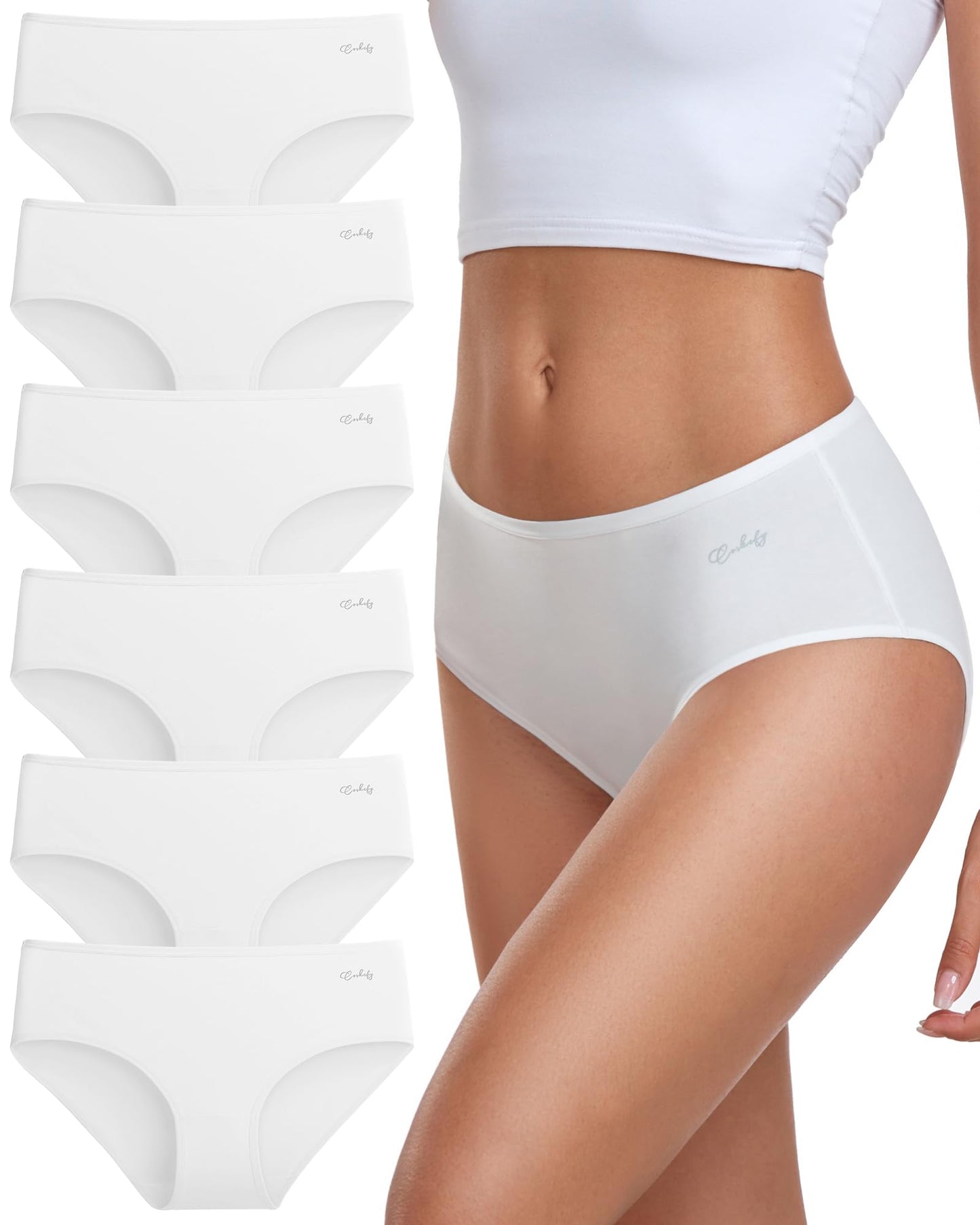 Coskefy Women’s Underpants 6-Pack Soft Cotton