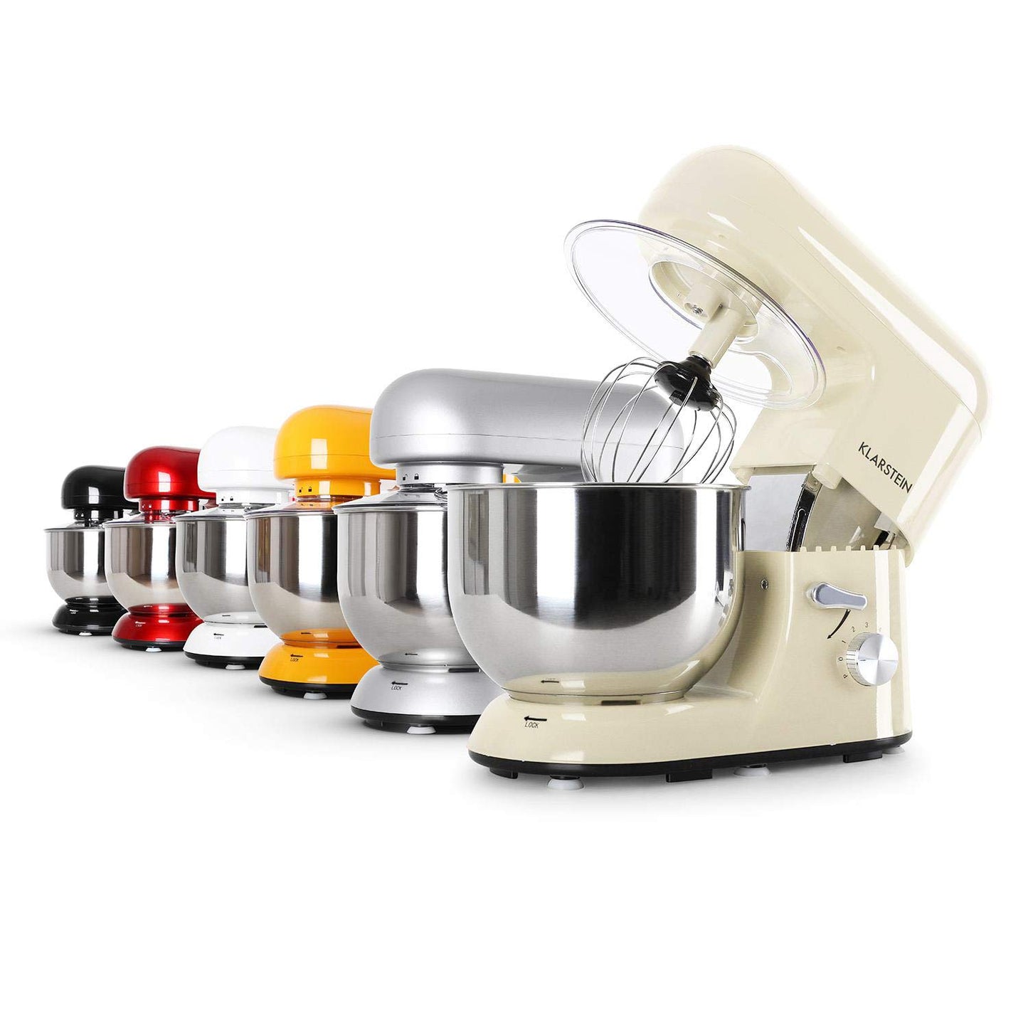 Klarstein Küchenmaschine, Knetmaschine mit 5L Schüssel, 1800W Profi Küchenmaschine mit Knethaken und Schneebesen, Universal Küchenmaschine mit 6 Stufen, Teigmaschine zum Rühren, Kneten und Aufschlagen