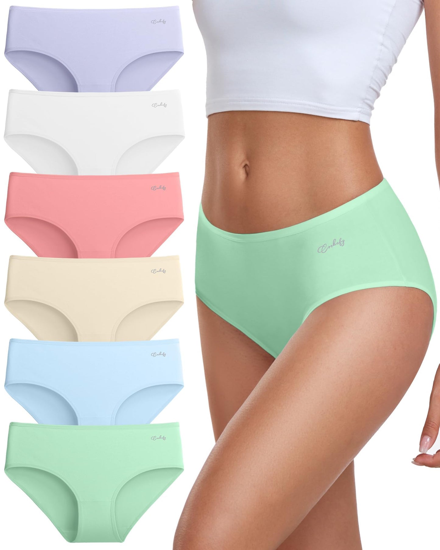 Coskefy Women’s Underpants 6-Pack Soft Cotton