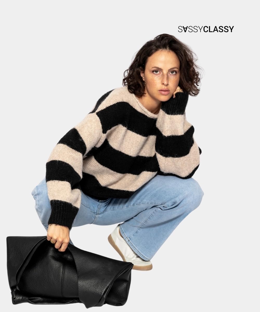 SASSYCLASSY Women’s Striped Oversize Sweater