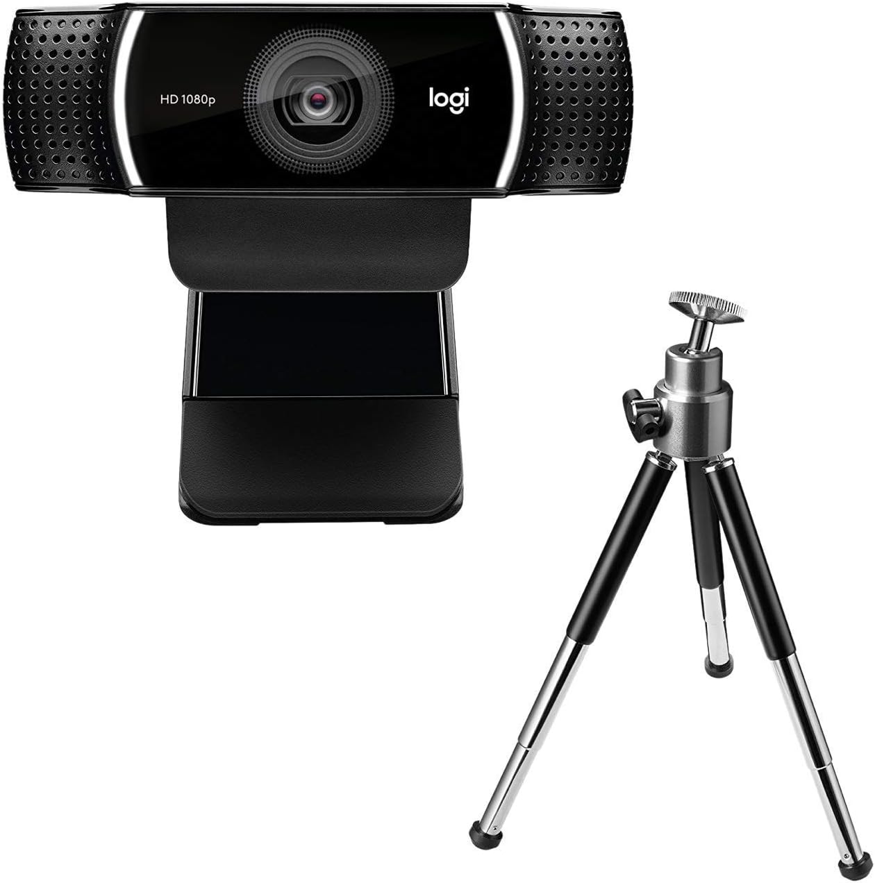 Logitech C922 PRO Webcam mit Stativ, Full-HD 1080p, 78° Sichtfeld, Autofokus, Belichtungskorrektur, H.264-Kompression, USB-Anschluss, Für Streaming via OBS, Xsplit, etc. - Schwarz