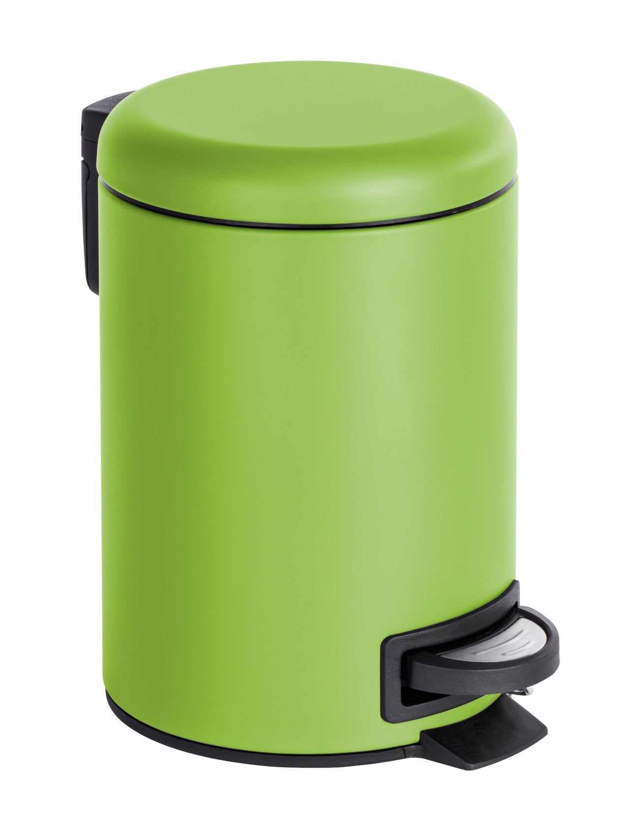 WENKO Treteimer Mod. Leman 3 Liter mit herausnehmbarem Einsatz aus lackiertem Stahl ideal für Badezimmer oder Küche 17 x 25 x 22,5 cm Schwarz matt