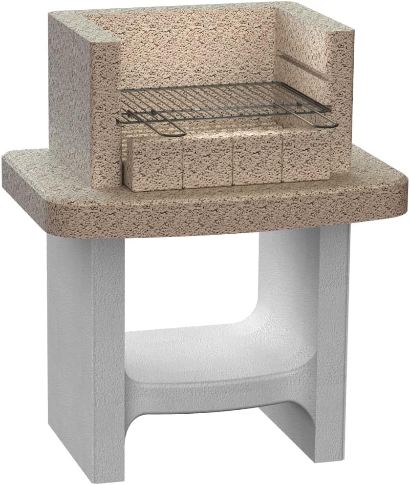 Concrete charcoal grill with shelf, article material: concrete