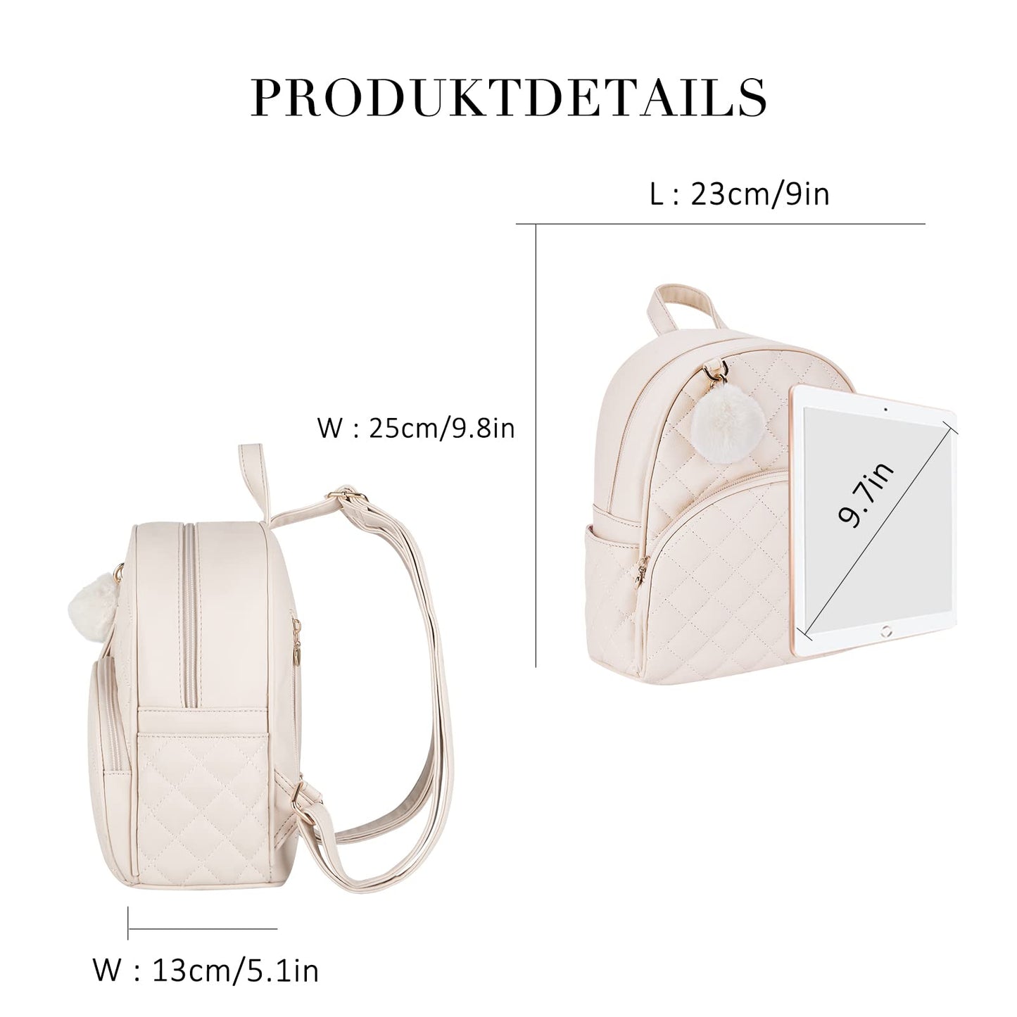 ECOSUSI Quilted Mini Backpack for Women