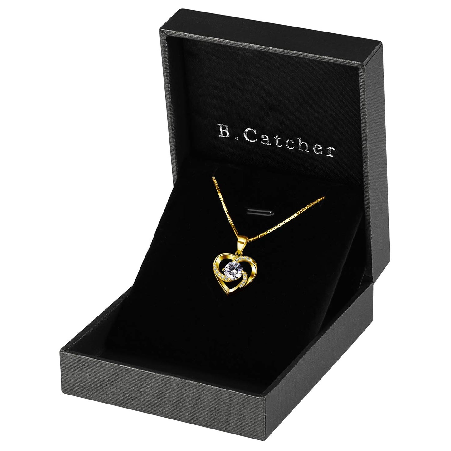 B.Catcher “Love is Happiness” Heart Pendant Necklace