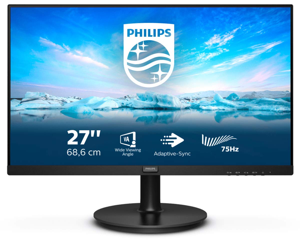 Philips 241V8L - 24 Inch FHD Monitor, AdaptiveSync (1920 x 1080, 75 Hz, VGA, HDMI) Black